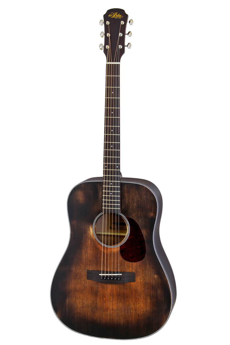 Aria 111DP Delta Player Series Guitarra acústica Dreadnought Vintage - Marrón Iodoso