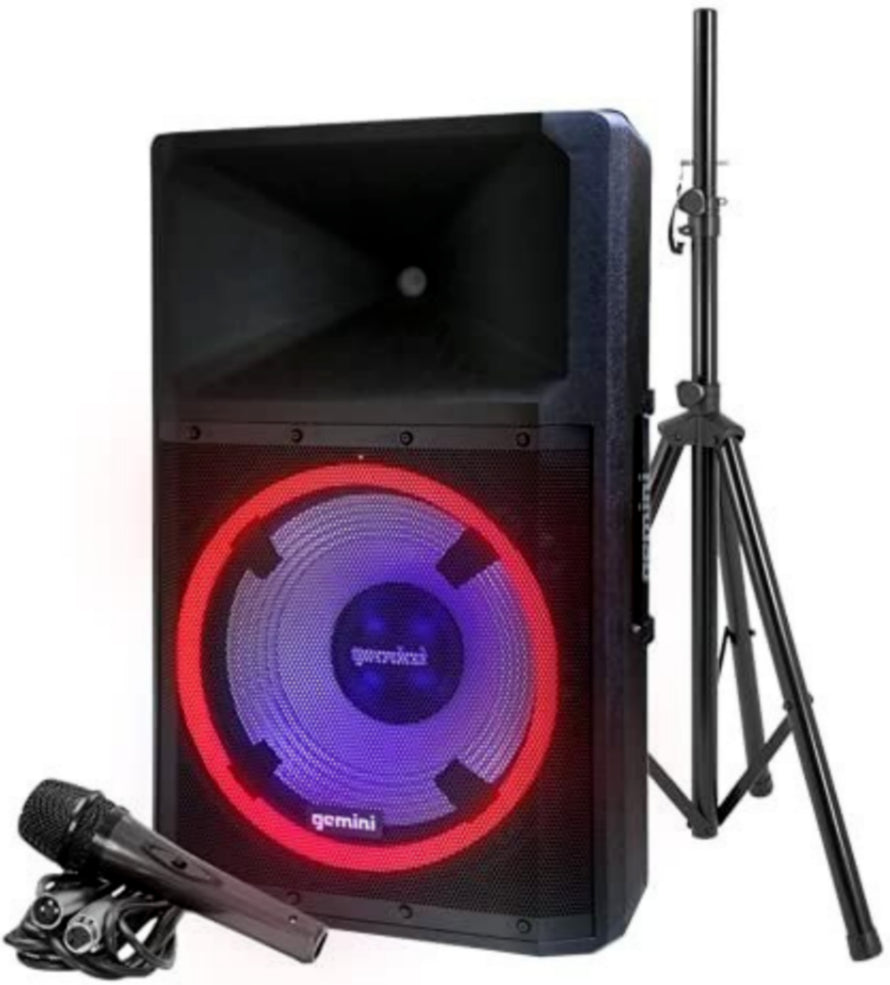 Gemini GSP-L2200PK 15" Woofer with 2" Voice Coil Bluetooth Speaker With LED Lights