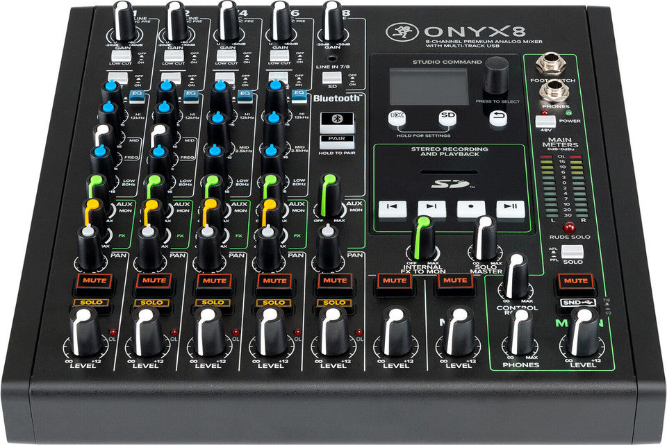 Mackie Onyx-8 de 8 canales Mezclador USB analógico con grabación multipista, audio de estudio y en vivo