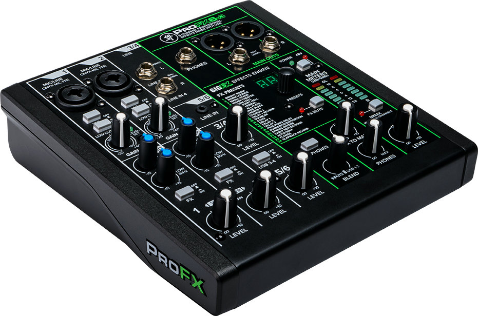 Mackie ProFX6v3 de 6 canales Mezclador de efectos profesional con USB