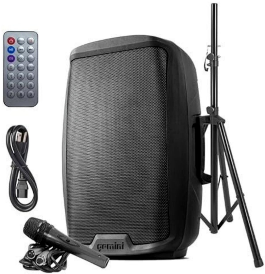 Gemini AS-2115BT-PK 2000W 15" 2-Way Full-Range PA speaker Active Bluetooth Loudspeaker With Stand