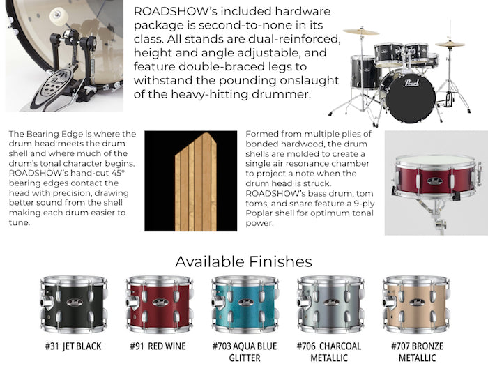 Pearl Roadshow Batería Completa RS525/C de 5 piezas con platillos - Bronce Metálico