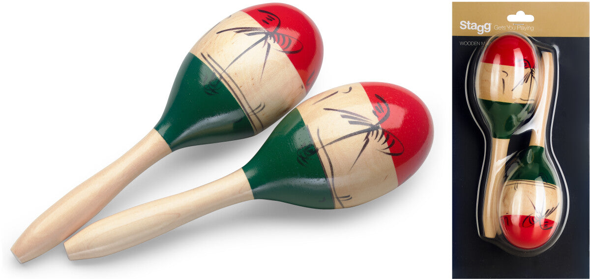 Stagg MRW-26M Pair of Oval Wooden Maracas Mexican Finish