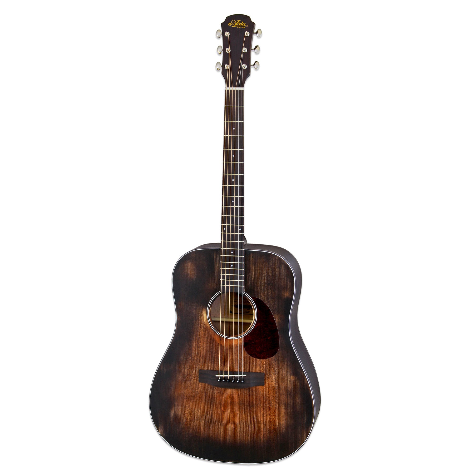 Aria 111DP Delta Player Series Guitarra acústica Dreadnought Vintage - Marrón Iodoso