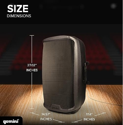 Gemini AS-2115BT-PK 2000W 15" 2-Way Full-Range PA speaker Active Bluetooth Loudspeaker With Stand