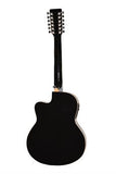 De Rosa GA712CE-BK Guitarra acústica-eléctrica de 12 cuerdas recortada de cuerpo delgado