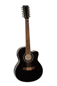 De Rosa GA712CE-BK Guitarra acústica-eléctrica de 12 cuerdas recortada de cuerpo delgado